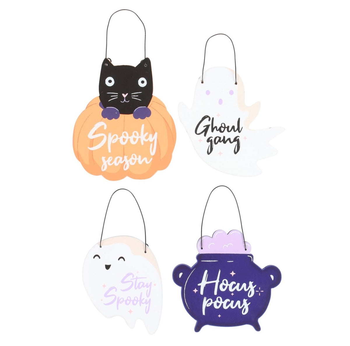 SET OF 4 MINI SPOOKY SIGNS HALLOWEEN DECOR