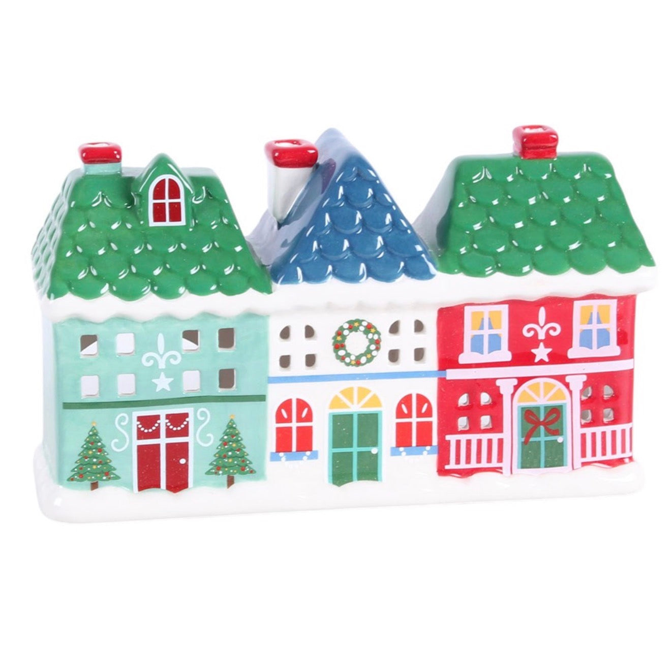 CHRISTMAS STREET TEALIGHT AND INCENSE CONE HOLDER
