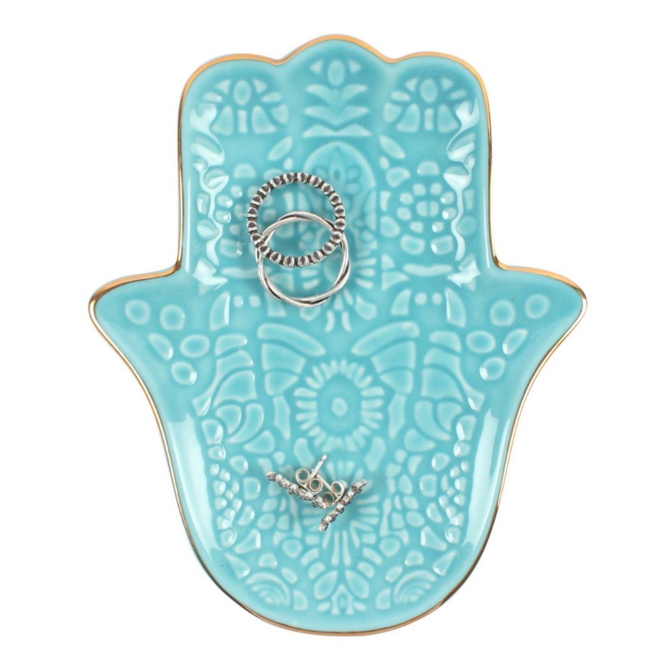 TURQUOISE HAMSA HAND JEWELLERY DISH