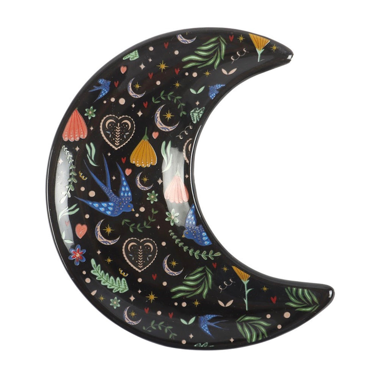 MIDNIGHT BLOOM CRESCENT MOON TRINKET DISH