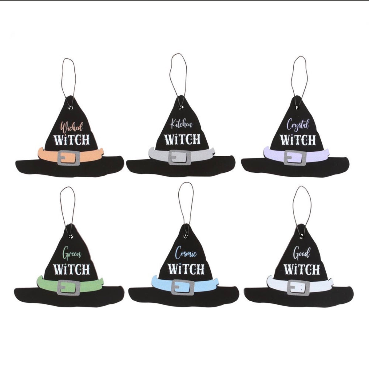SET OF 6 WITCH HAT MINI SIGNS HALLOWEEN WITCHY DECOR