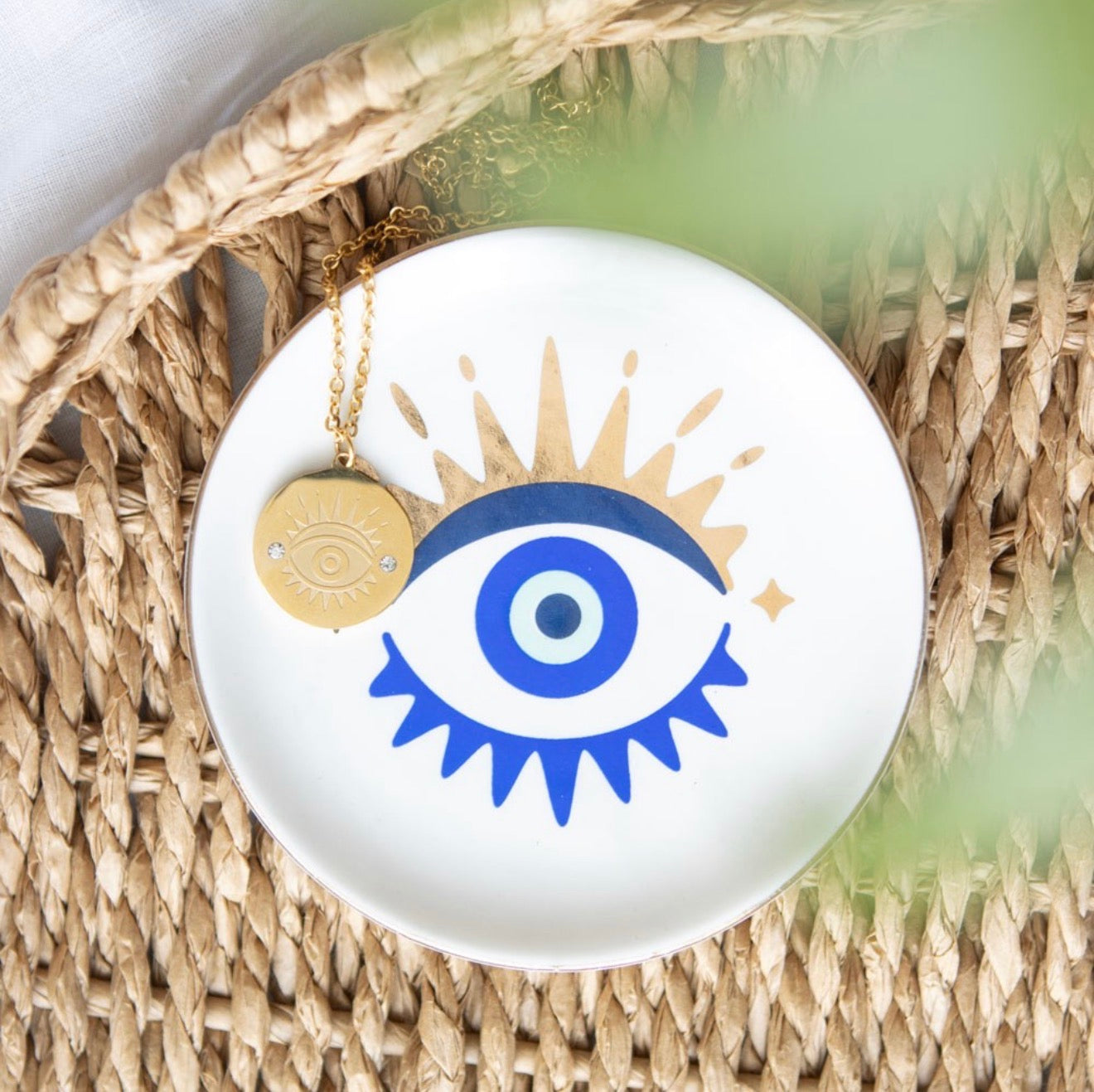ALL SEEING EYE/EVIL EYE NECKLACE & DISH GIFT SET