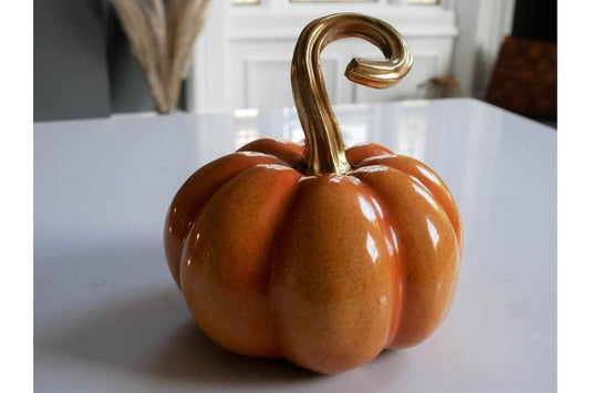 Orange Pumpkin With Gold Long Stem (Halloween)