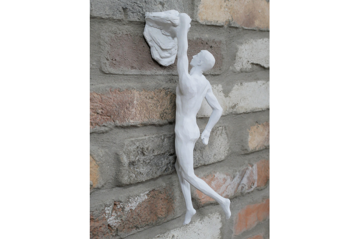 Climbing Man Wall Art Figurine In White
