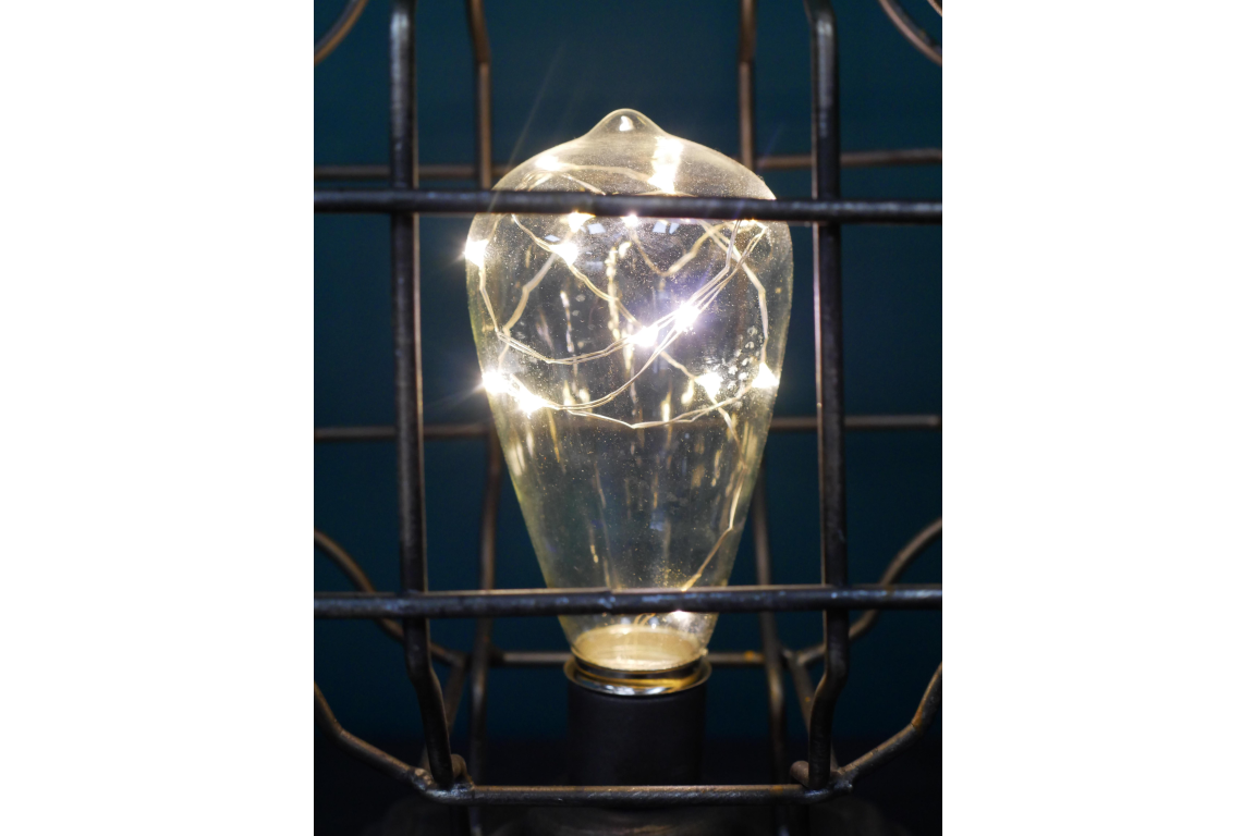 Industrial Rustic Cage Light/Lamp Battery Operated
