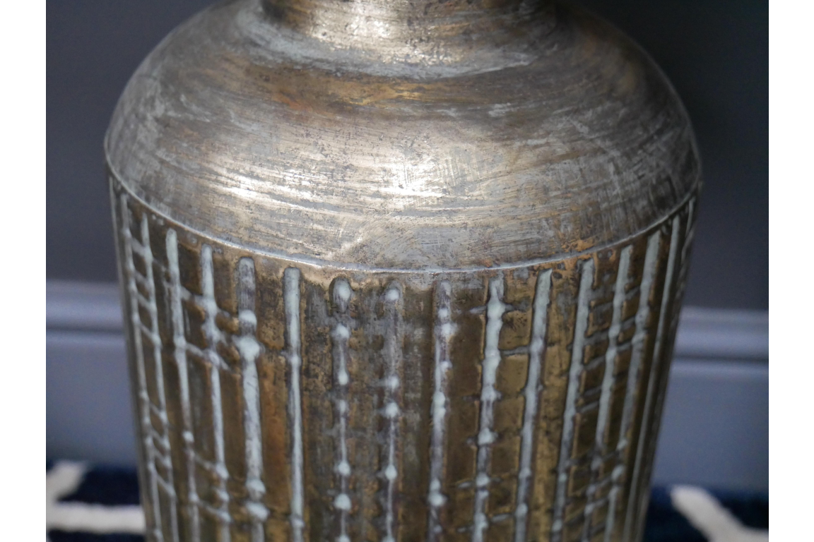 Medium Industrial Style Rustic Antique Gold Metal Vase