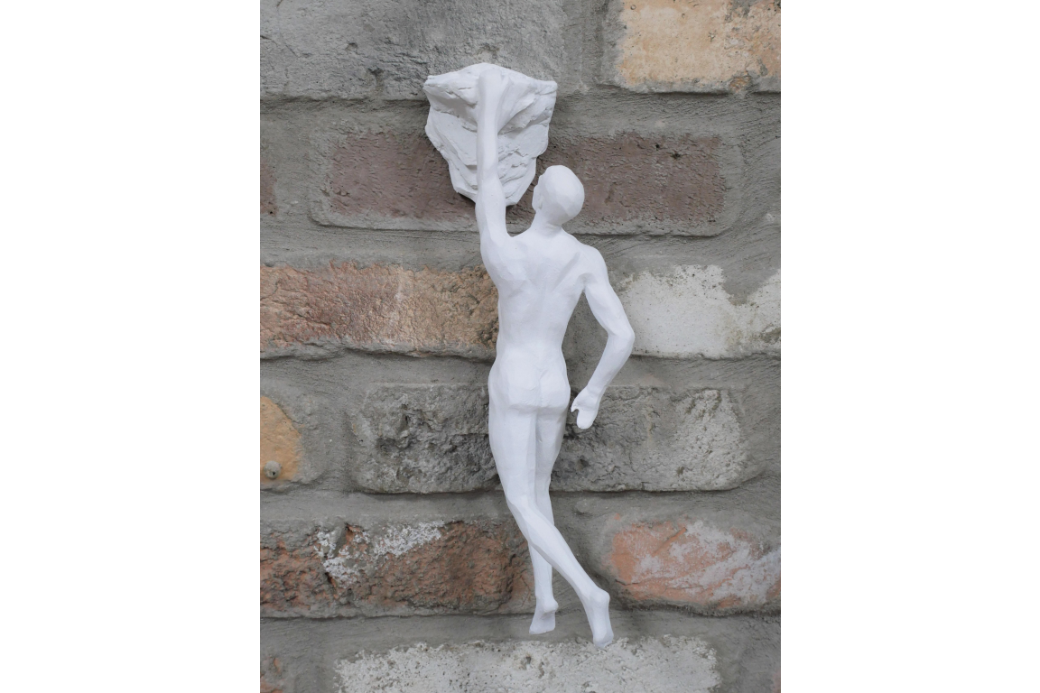 Climbing Man Wall Art Figurine In White