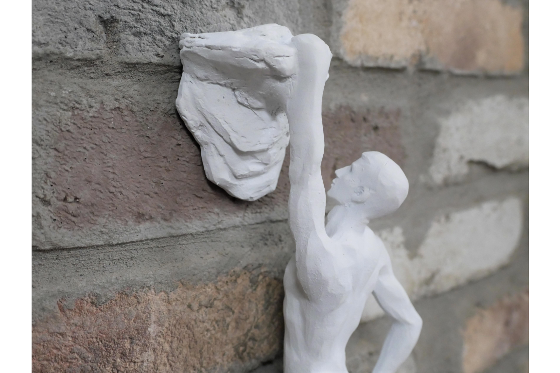Climbing Man Wall Art Figurine In White