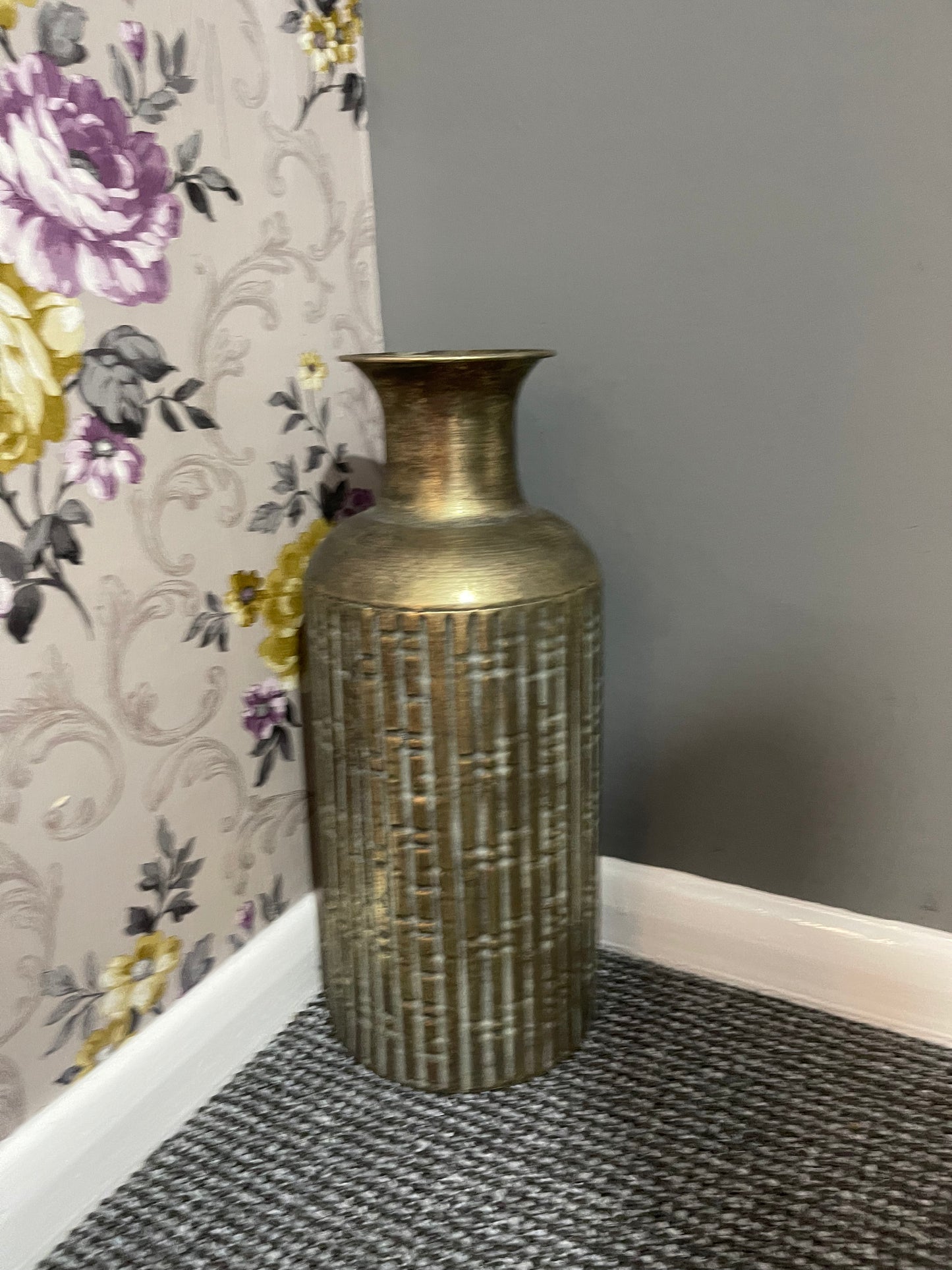 Medium Industrial Style Rustic Antique Gold Metal Vase