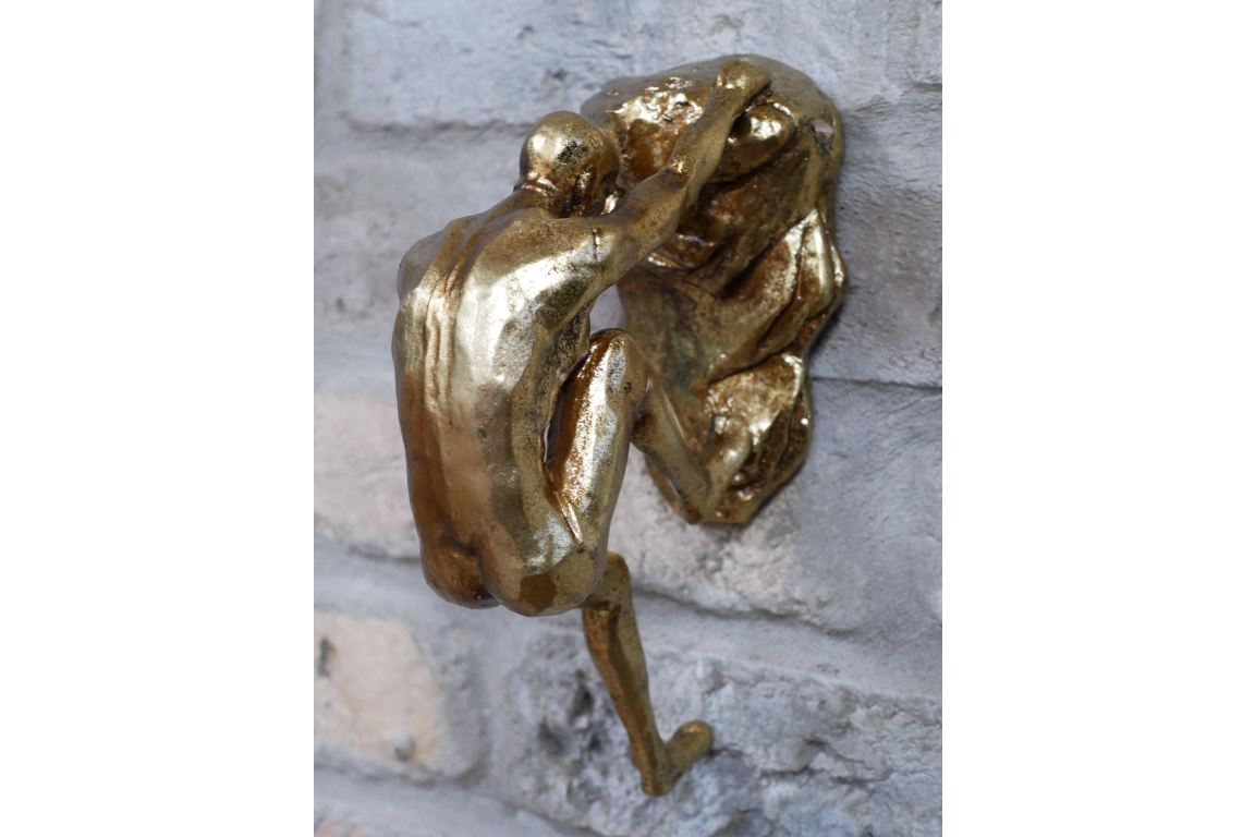 Gold Rock Climbing Man Wall Art Feature