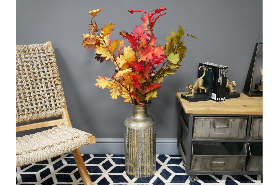 Medium Industrial Style Rustic Antique Gold Metal Vase